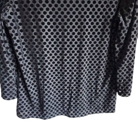 Talbots Shirt Black Medium Women's 3/4 Sleeve Polka Dot Top Blouse Velvet NEW - Picture 11 of 12